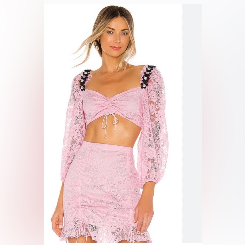 For Love & Lemon Lafayette Crop Top and Skirt Set XS